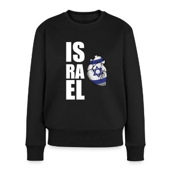 Israel Herz Flagge Fahne Davidstern - Frauen Premium Bio Pullover - Schwarz - Vorne - Julia (174cm)