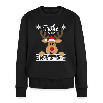 Frohe Weihnachten ein Weihnachtshirsch Rentier - Frauen Premium Bio Pullover - Schwarz - Vorne - Julia (174cm)
