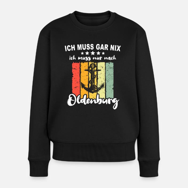 Oldenburg Sprüche Oldenburger - Frauen Premium Bio Pullover - Schwarz