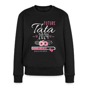 Future Tata 2024 Cadeau Nouvelle Naissance Tante - Pull Premium bio Femme - noir - Devant - Julia (174cm)