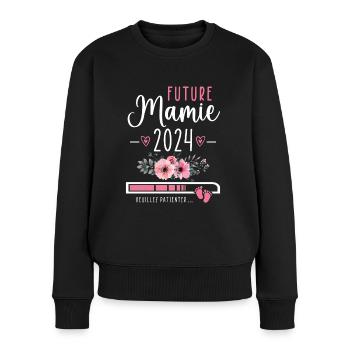 Future Mamie 2024 Cadeau Nouvelle Naissance Mamie - Pull Premium bio Femme - noir - Devant - Julia (174cm)
