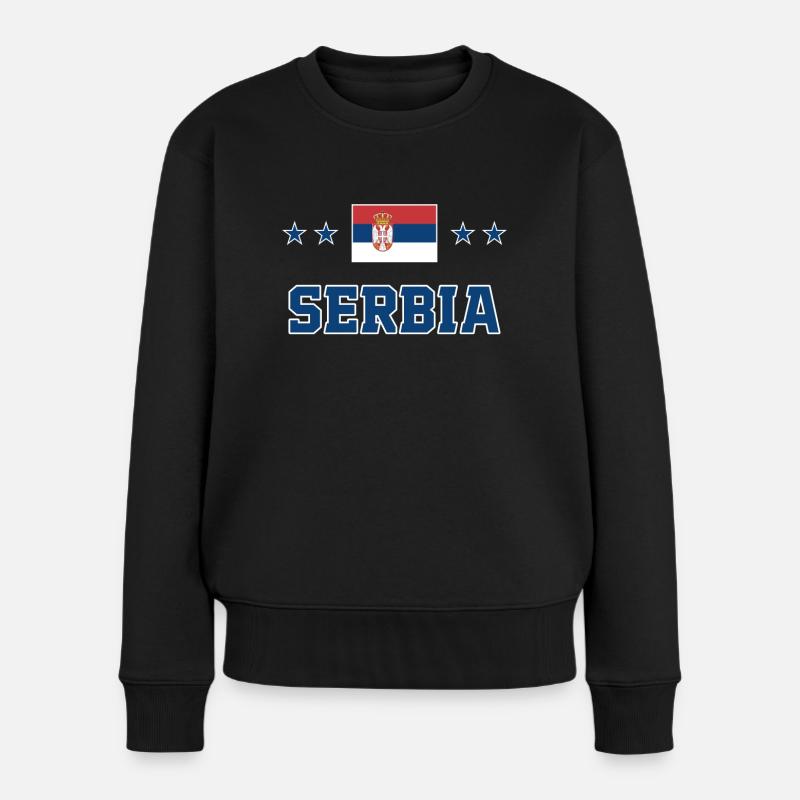 Serbien - Frauen Premium Bio Pullover - Schwarz