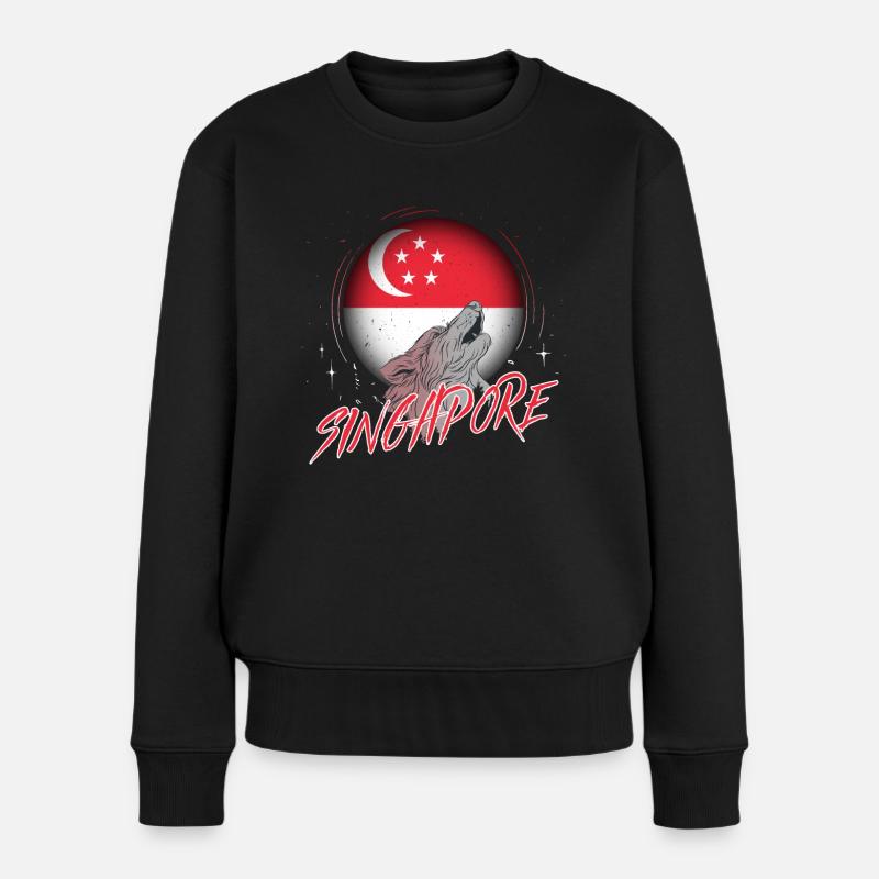 Singapur - Frauen Premium Bio Pullover - Schwarz