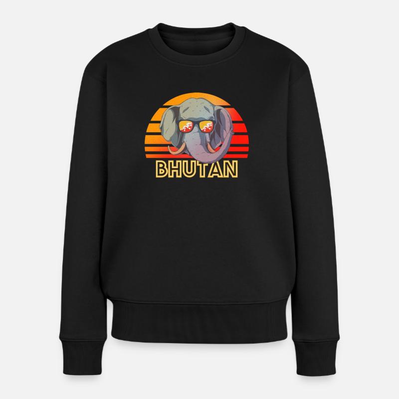 Bhutan - Frauen Premium Bio Pullover - Schwarz