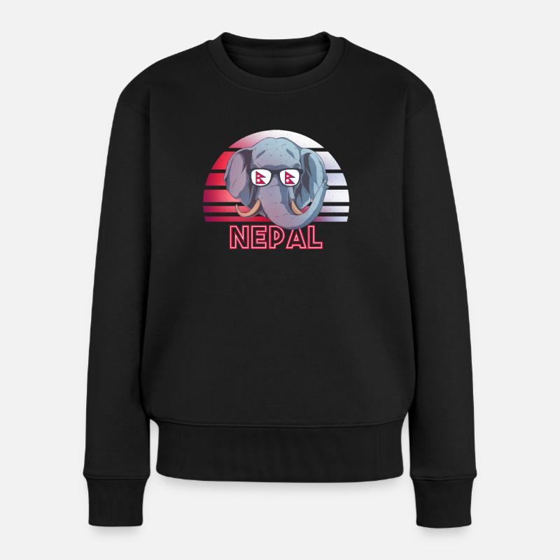 Nepal - Frauen Premium Bio Pullover - Schwarz