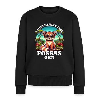 J’aime Fossas - Pull Premium bio Femme - noir - Devant - Julia (174cm)