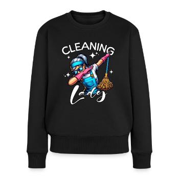 Putzfrau - Frauen Premium Bio Pullover - Schwarz - Vorne - Julia (174cm)
