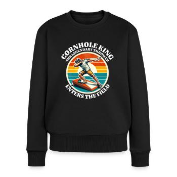 Cornhole - Frauen Premium Bio Pullover - Schwarz - Vorne - Julia (174cm)