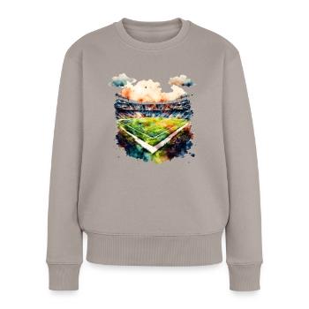 Stade de football dans le stade de Fussball à l’aquarelle - Pull Premium bio Femme - taupe - Devant - Julia (174cm)