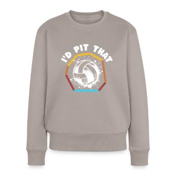Gaga Ball Sprüche - Frauen Premium Bio Pullover - Taupe - Vorne - Julia (174cm)