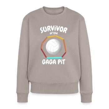 Gaga Ball Sprüche - Frauen Premium Bio Pullover - Taupe - Vorne - Julia (174cm)