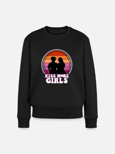 Kiss more girls Lesbian LGBT Pride Month Girls - Women's Premium Organic Jumper - black