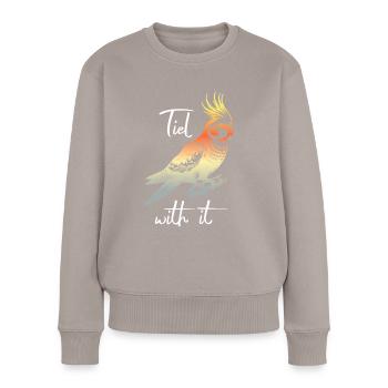 Dictons calopsittes amusants - Pull Premium bio Femme - taupe - Devant - Julia (174cm)