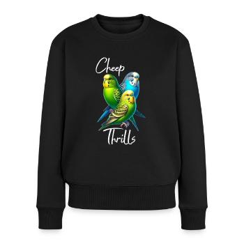 Lustige Wellensittich Sprüche - Frauen Premium Bio Pullover - Schwarz - Vorne - Julia (174cm)