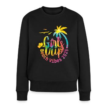 Weekend Girls Trip Beach Vibes 2025 - Frauen Premium Bio Pullover - Schwarz - Vorne - Julia (174cm)