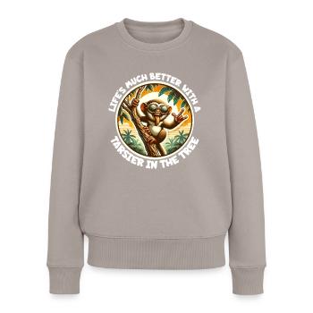 Koboldmaki Spruch - Frauen Premium Bio Pullover - Taupe - Vorne - Julia (174cm)