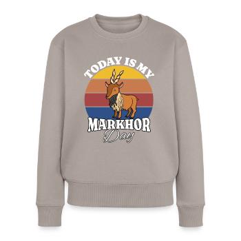 Vis chèvre Markhor - Pull Premium bio Femme - taupe - Devant - Julia (174cm)