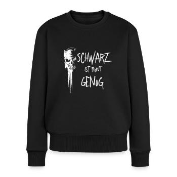 Schwarz ist bunt genug mit Skull Gothic - Frauen Premium Bio Pullover - Schwarz - Vorne - Julia (174cm)