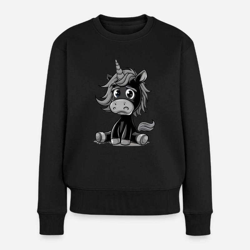 Black Unicorn Gothic Einhorn Darkicorn - Frauen Premium Bio Pullover - Schwarz