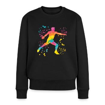 Diskuswerfer Colorsplash Diskuswurf - Frauen Premium Bio Pullover - Schwarz - Vorne - Julia (174cm)