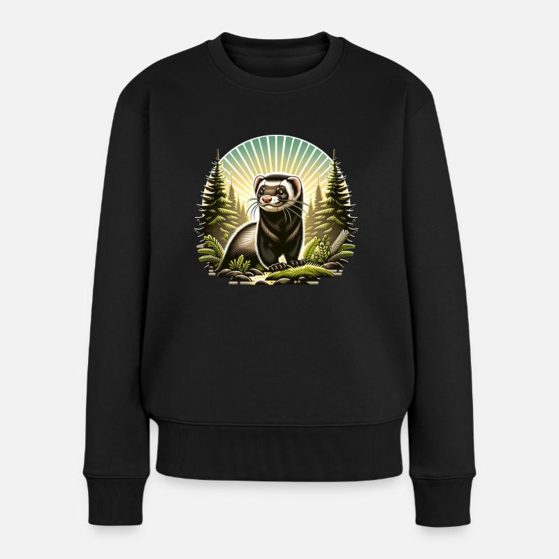 Iltis Schwarzfussiltis - Frauen Premium Bio Pullover - Schwarz