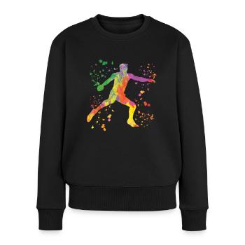 Diskuswerfer Colorsplash Diskuswurf - Frauen Premium Bio Pullover - Schwarz - Vorne - Julia (174cm)