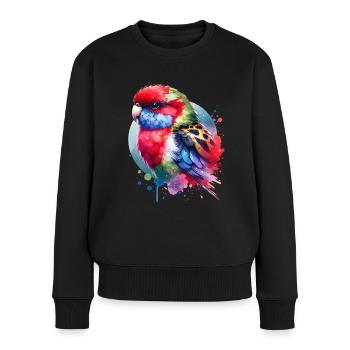 Motif Rosella - Pull Premium bio Femme - noir - Devant - Julia (174cm)