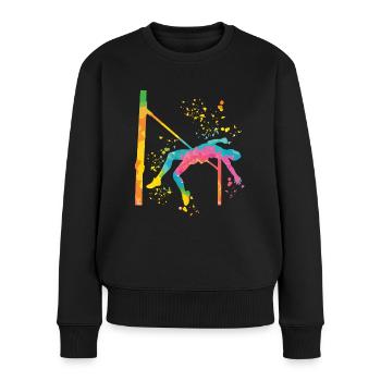 Hochspringer Wasserfarben Hochsprung - Frauen Premium Bio Pullover - Schwarz - Vorne - Julia (174cm)