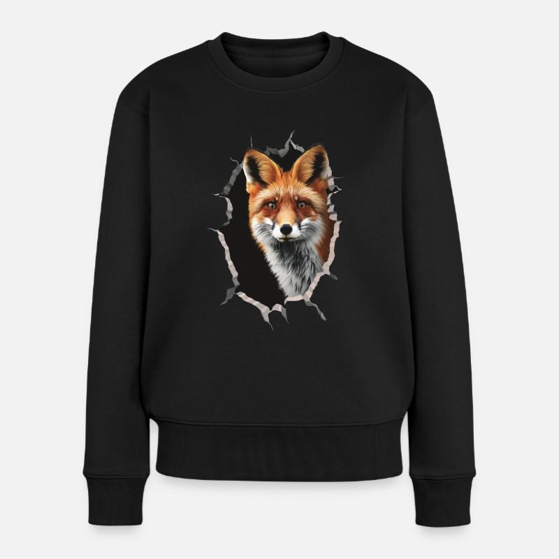 Fuchs - Frauen Premium Bio Pullover - Schwarz