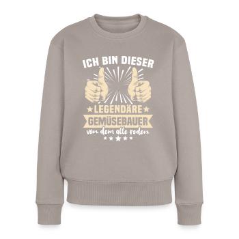Dictons des maraîchers - Pull Premium bio Femme - taupe - Devant - Julia (174cm)