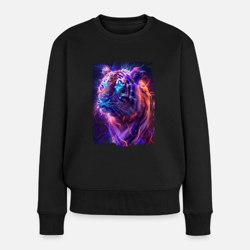 Tiger - Frauen Premium Bio Pullover - Schwarz
