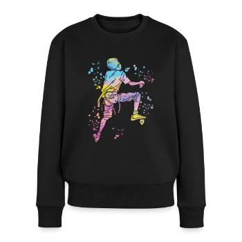 Boulderer Colorsplash Boulder Bouldern - Frauen Premium Bio Pullover - Schwarz - Vorne - Julia (174cm)