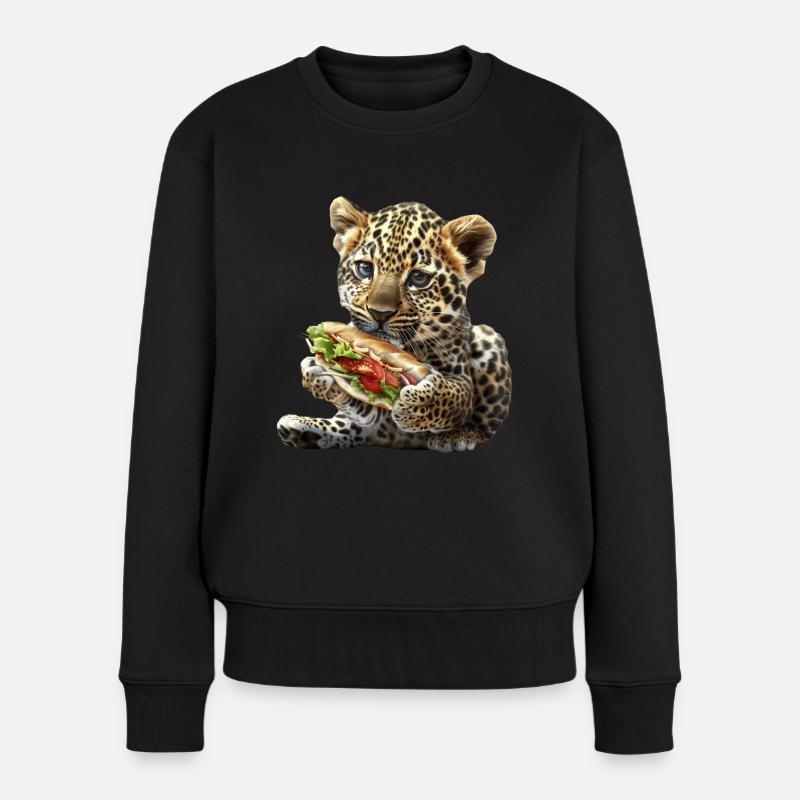 Leopard - Frauen Premium Bio Pullover - Schwarz