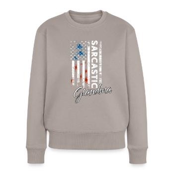 Sarkastischer Oma - Frauen Premium Bio Pullover - Taupe - Vorne - Julia (174cm)
