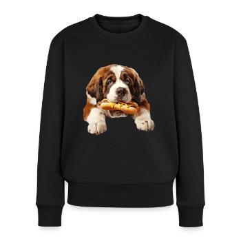 Bernhardiner - Frauen Premium Bio Pullover - Schwarz - Vorne - Julia (174cm)
