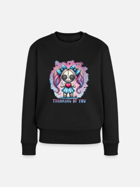 Thinking of you. Voodoo Doll Gothic frech - Frauen Premium Bio Pullover - Schwarz