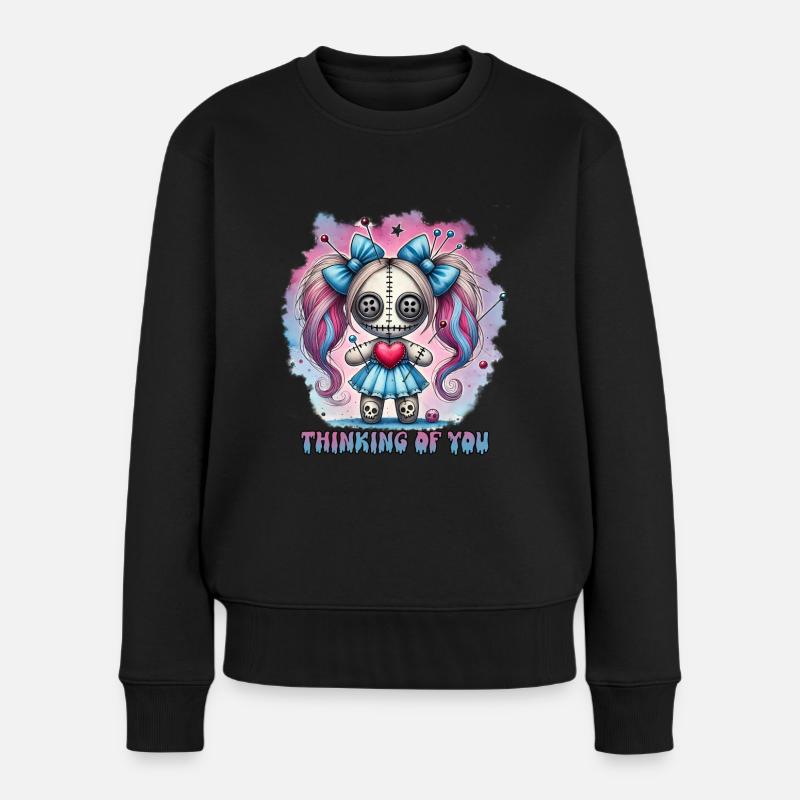 Thinking of you. Voodoo Doll Gothic frech - Frauen Premium Bio Pullover - Schwarz