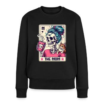 The Mom Tarot – Skelett Mama mit Kaffee & Chaos - Frauen Premium Bio Pullover - Schwarz - Vorne - Julia (174cm)