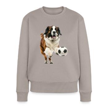 Bernhardiner - Frauen Premium Bio Pullover - Taupe - Vorne - Julia (174cm)