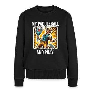 Drôle de dicton de paddleball - Pull Premium bio Femme - noir - Devant - Julia (174cm)