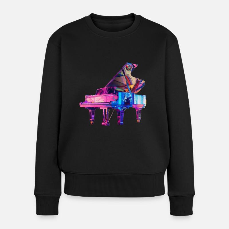 Klavier - Frauen Premium Bio Pullover - Schwarz
