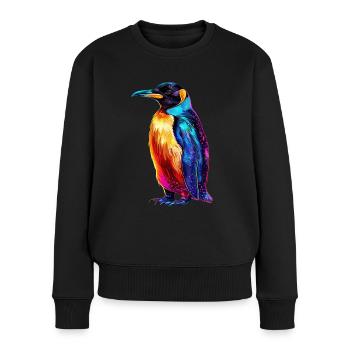 Pinguin - Frauen Premium Bio Pullover - Schwarz - Vorne - Julia (174cm)