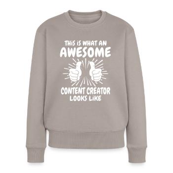 Créateur de contenu - Pull Premium bio Femme - taupe - Devant - Julia (174cm)