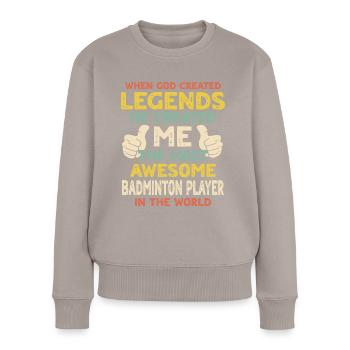 Badmintonspieler - Frauen Premium Bio Pullover - Taupe - Vorne - Julia (174cm)