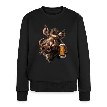 Warzenschwein Bier - Frauen Premium Bio Pullover - Schwarz - Vorne - Julia (174cm)