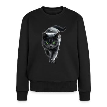 Britisch Kurzhaar - Frauen Premium Bio Pullover - Schwarz - Vorne - Julia (174cm)