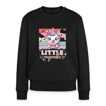 Licorne Petit Cupcake Fille Licorne Fraise - Pull Premium bio Femme - noir - Devant - Julia (174cm)
