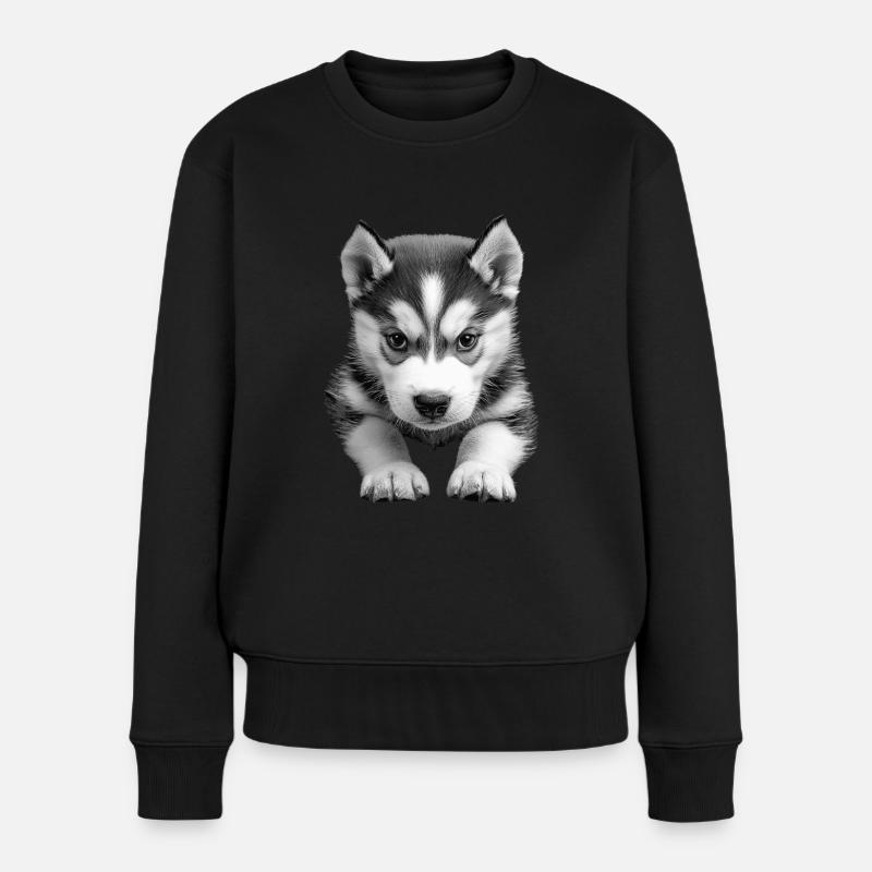 Sibirischer Husky - Frauen Premium Bio Pullover - Schwarz