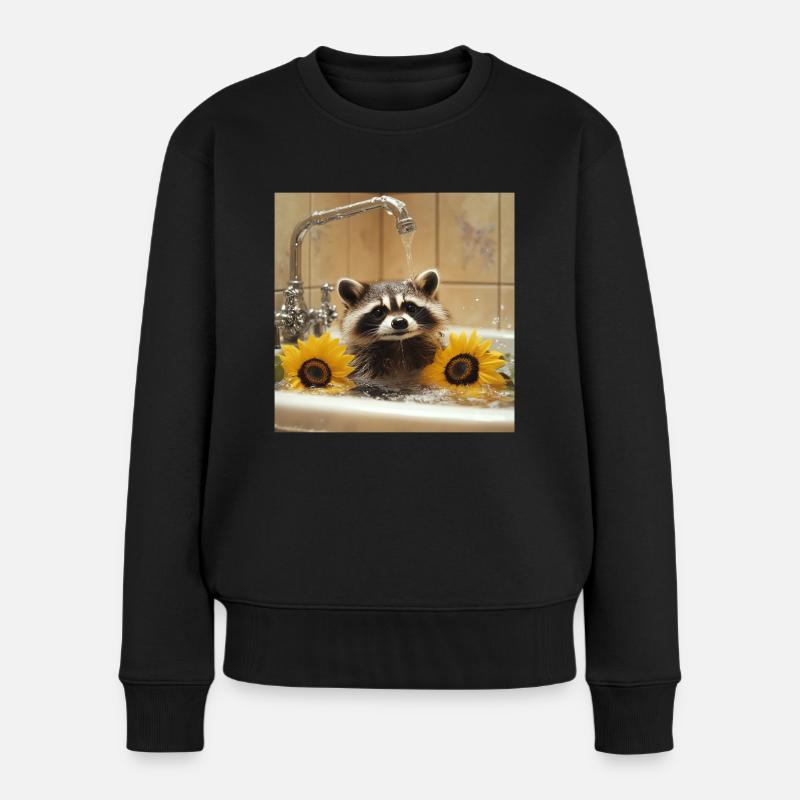 Waschbär - Frauen Premium Bio Pullover - Schwarz
