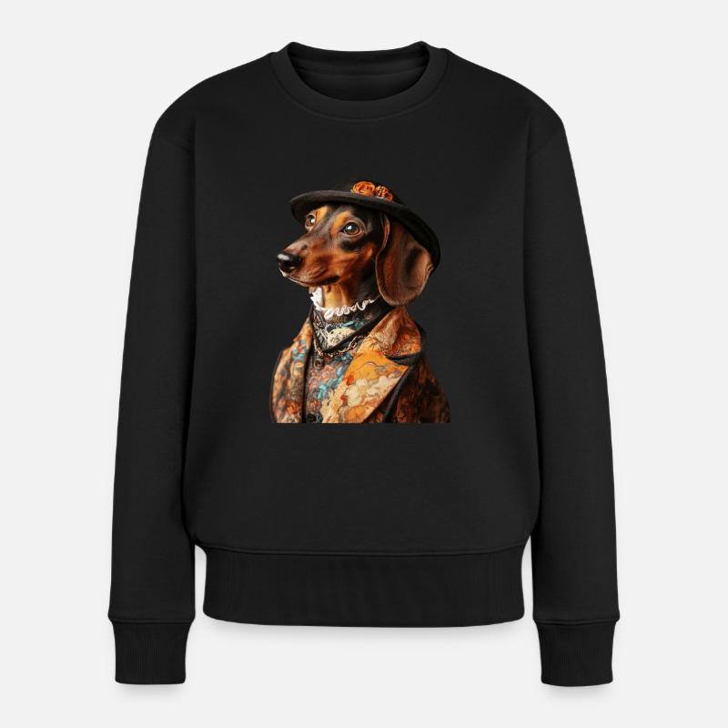 Dackel - Frauen Premium Bio Pullover - Schwarz